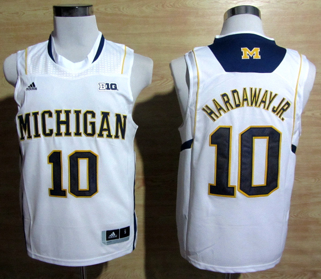 NCAA  Michigan Wolverines 10 Tim Hardaway Jr. White College Basketball Jersey Big 10 Patch